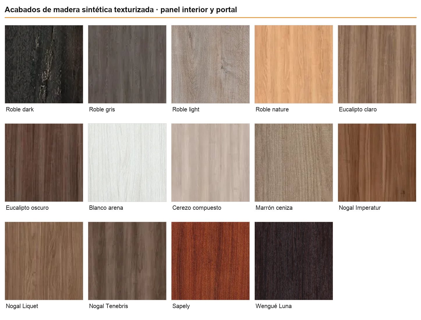Acabados de madera texturizada para puerta acorazada