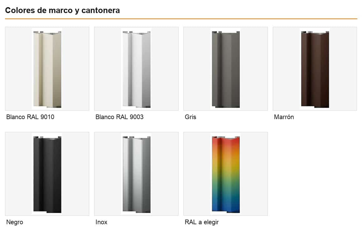 Colores de marco y cantonera